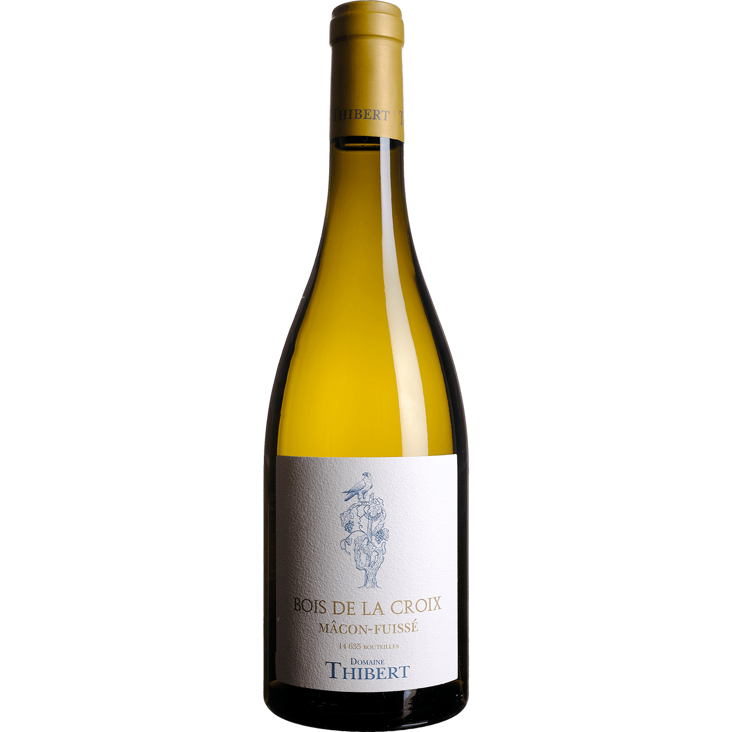 Christophe Thibert Mâcon-Fuissé Bois De La Croix 2021 Chardonnay bottle with bird label